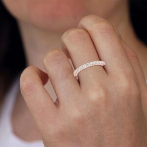 Round Eternity Band Ring Made In 18 / 14 / 10 KT Gold Embellished With Certified Lab Diamonds For Wedding And Anniversary Gift For Her