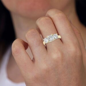 Luxury Diamond Ring Made In 18 / 14 / 10 KT Gold Embellished With Certified Lab Diamonds For Anniversary And Birthday Gift To Special Person