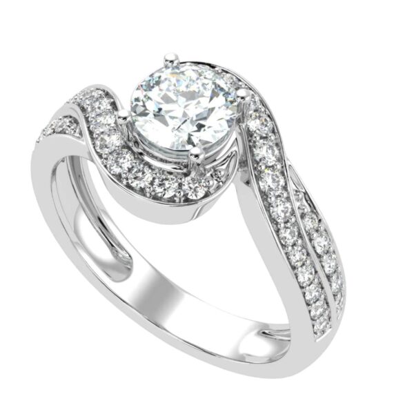 Spiral Style Diamond Ring Made In 18/14/10 KT Gold Embellished With Certified Lab Diamonds For Anniversary And Birthday Gift For Special One
