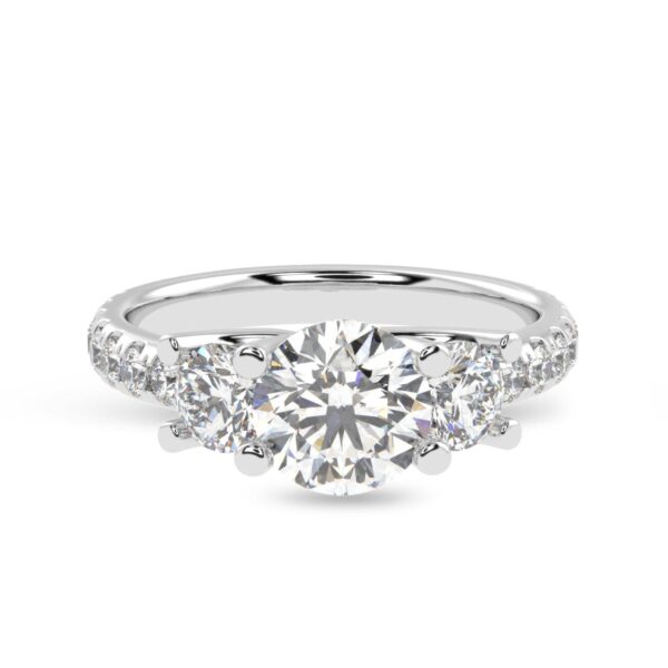 Round Diamond Ring Made In 18 / 14 / 10 KT Gold Embellished With Certified Lab Diamonds For Anniversary And Wedding Gift For Her