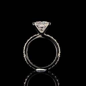 Solitaire Princess 4CT Diamond Ring With Band Made In 18/14/10KT Gold Studded With Shinny Moissanite Diamond For Anniversary Gift For Her