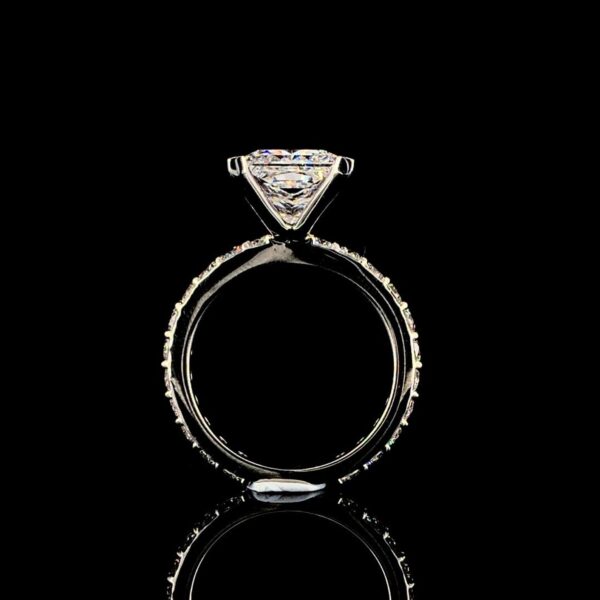 Solitaire Princess 4CT Diamond Ring With Band Made In 18/14/10KT Gold Studded With Shinny Moissanite Diamond For Anniversary Gift For Her
