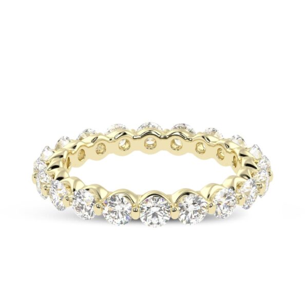 Round Cut Eternity Diamond Ring Made In 18 / 14 / 10 KT Gold Embellished With Certified Lab Diamond For Anniversary And Wedding Gift For Her