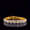 Iced Out Bracelet 9 mm 8" Long Made in 10 / 14k Gold Studded with Moissanite Stone, Gift for Him, Tennis Bracelet, Flower Bracelet,