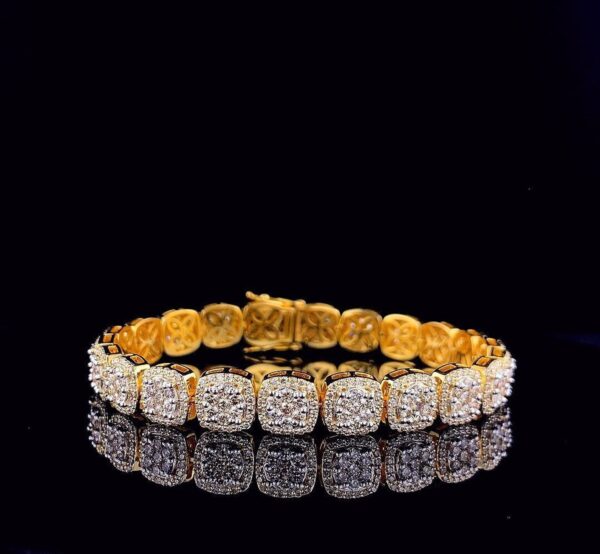Iced Out Bracelet 9 mm 8" Long Made in 10 / 14k Gold Studded with Moissanite Stone, Gift for Him, Tennis Bracelet, Flower Bracelet,