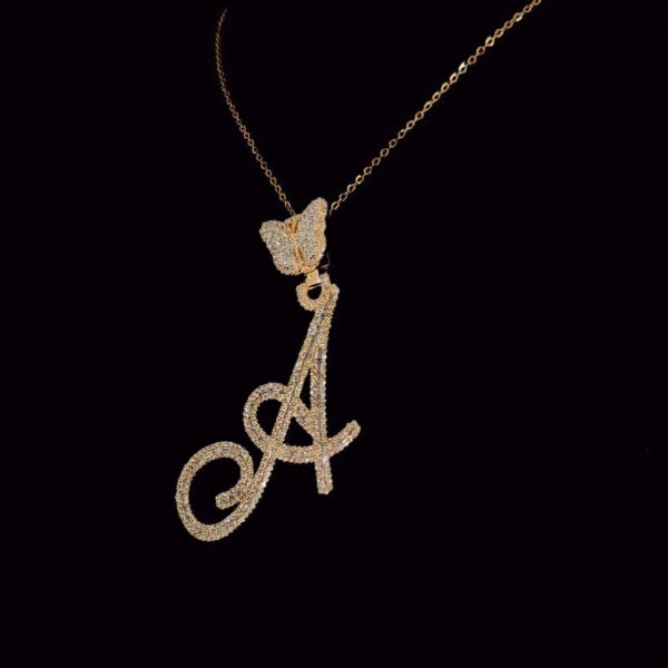 Iced Out Initial Letter Pendant Made In 10 /14 /18 KT Gold Studded With Shinny Moissanite Diamonds For Birthday And Anniversary Gift For Her