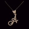 Iced Out Initial Letter Pendant Made In 10 /14 /18 KT Gold Studded With Shinny Moissanite Diamonds For Birthday And Anniversary Gift For Her