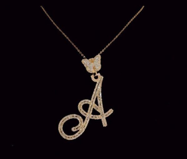 Iced Out Initial Letter Pendant Made In 10 /14 /18 KT Gold Studded With Shinny Moissanite Diamonds For Birthday And Anniversary Gift For Her