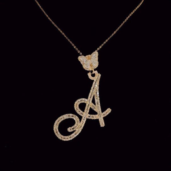 Iced Out Initial Letter Pendant Made In 10 /14 /18 KT Gold Studded With Shinny Moissanite Diamonds For Birthday And Anniversary Gift For Her