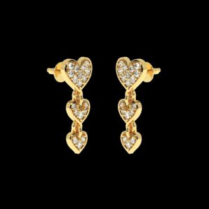 Heart Drop Style Earring Made In 18 / 14 / 10 KT Gold Embellished With Certified Lab Diamonds For Anniversary And Birthday Gift For Her