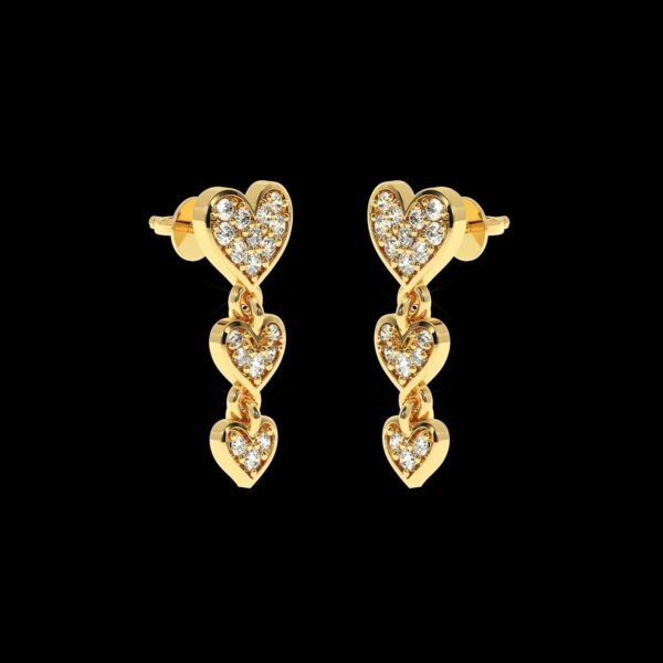 Heart Drop Style Earring Made In 18 / 14 / 10 KT Gold Embellished With Certified Lab Diamonds For Anniversary And Birthday Gift For Her