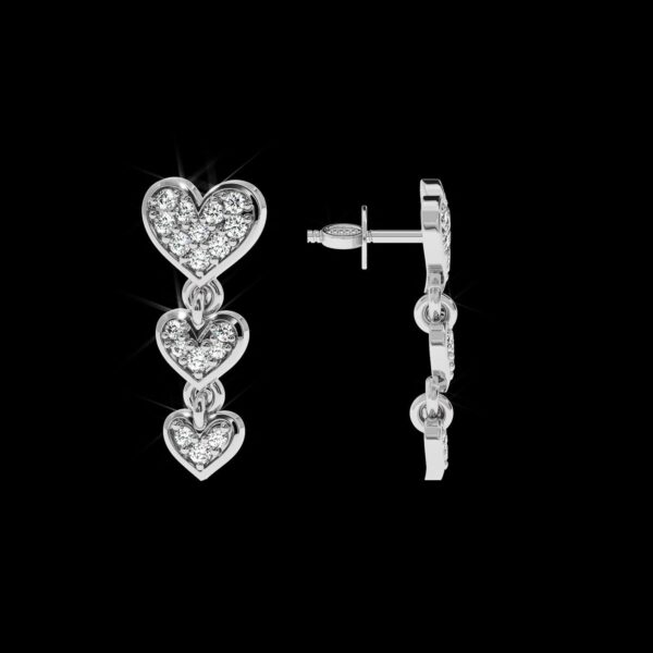 Heart Drop Style Earring Made In 18 / 14 / 10 KT Gold Embellished With Certified Lab Diamonds For Anniversary And Birthday Gift For Her