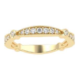 Gold Wedding Ring Made In 18 / 14 / 10 KT Gold Embellished With Shinny Moissanite Diamonds For Wedding And Anniversary Gift For Her