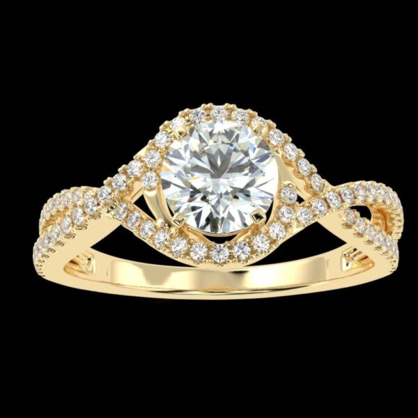 Infinity Round Diamond Ring Made In 18 / 14 / 10 KT Gold Embellished With Certified Lab Diamonds For Wedding And Anniversary Gift For Her