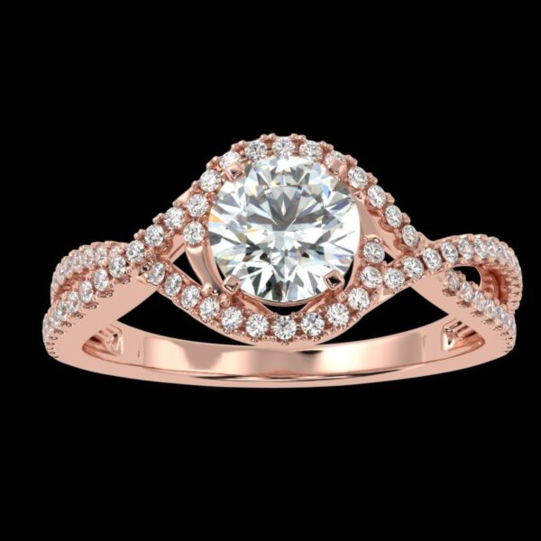 Infinity Round Diamond Ring Made In 18 / 14 / 10 KT Gold Embellished With Certified Lab Diamonds For Wedding And Anniversary Gift For Her
