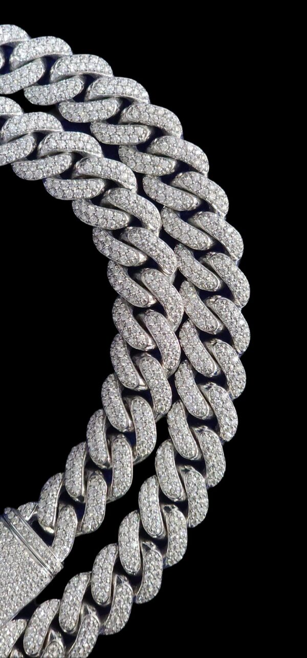 Iced Out 12 mm Miami Cuban Link Chain Made In 925 Sterling Silver Embellished With Shinny Moissanite Diamonds Available In Different Length