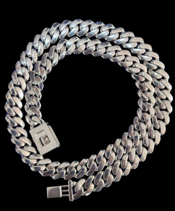 Iced Out 12 mm Miami Cuban Link Chain Made In 925 Sterling Silver Embellished With Shinny Moissanite Diamonds Available In Different Length
