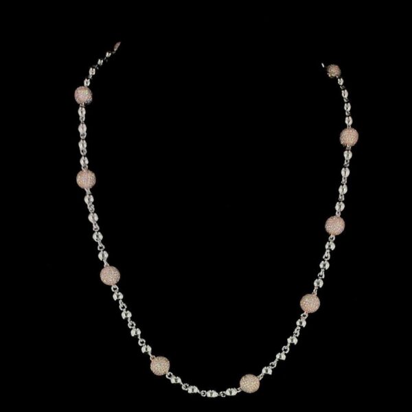 Beaded Iced Out Diamond Necklace Made In 925Sterling Silver Studded With Shinny Moissanite Diamond For Birthday And Anniversary Gift For Her
