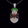 Iced Out Jesus Face Enamel Pendant Made in 925 Sterling Silver Embellished With Shinny Moissanite Diamonds For Religious And Memorial Gift