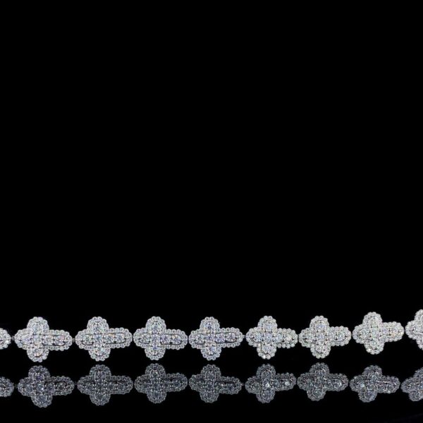 Iced Out Cross Bracelet Made In 925 Sterling Silver Embellished With Shinny Moissanite Diamonds For The Birthday And Memorial Gift For Her