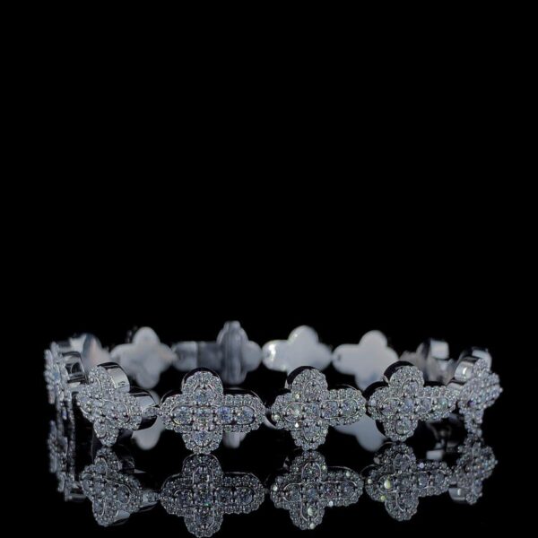 Iced Out Cross Bracelet Made In 925 Sterling Silver Embellished With Shinny Moissanite Diamonds For The Birthday And Memorial Gift For Her