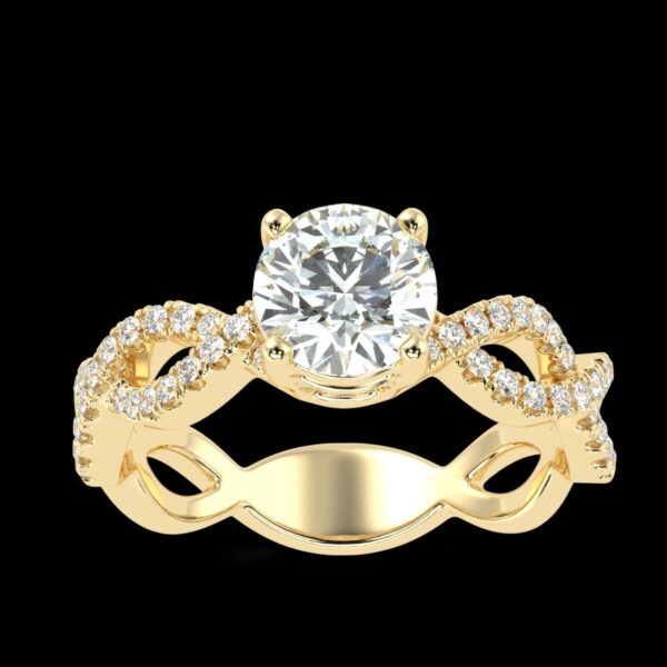 Twisted Style Gold Diamond Ring Made IN 18 / 14 / 10 KT Gold Embellished With Certified Lab Diamond For Anniversary And Wedding Gift For Her