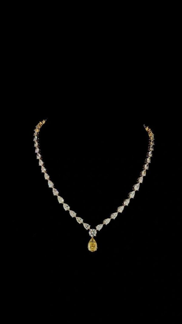 Pear Diamond Necklace Made In 18 / 14 / 10 KT Gold Embellished With Certified Lab Diamonds For Birthday And Anniversary Gift For Her