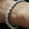 Invisible Pressure Setting Diamond Bracelet Made in 925 Silver Embellished With Shinny Moissanite Diamonds For The Anniversary Gift For Her