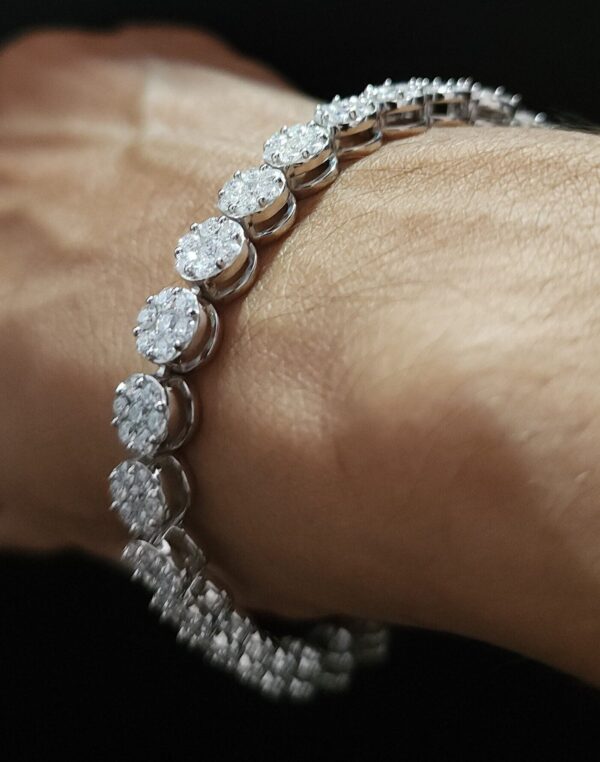 Invisible Pressure Setting Diamond Bracelet Made in 925 Silver Embellished With Shinny Moissanite Diamonds For The Anniversary Gift For Her
