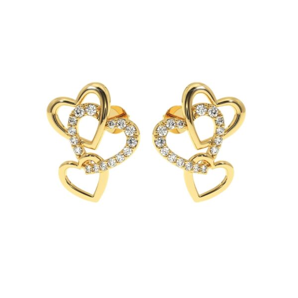 Heart Shape Stud Valentine Gift Earring Made In 18 / 14 / 10 KT Gold Embellished With Certified Lab Diamond For Wedding And Anniversary Gift