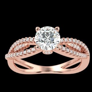 Solitaire Round Diamond Twisted Ring Made In 18 / 14 / 10 KT Gold Embellished With Certified Lab Diamonds For Wedding And Anniversary Gift