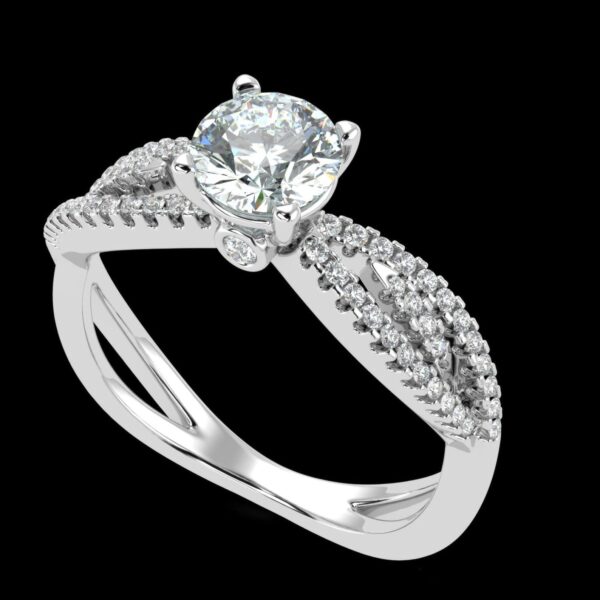 Solitaire Round Diamond Twisted Ring Made In 18 / 14 / 10 KT Gold Embellished With Certified Lab Diamonds For Wedding And Anniversary Gift