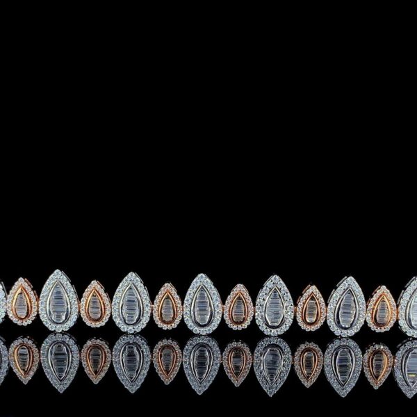 Pear Shaped Diamond Bracelet in Mixed Tones Made In 18/14/10KT Gold Studded With Shinny Moissanite Diamond For Birthday And Anniversary Gift