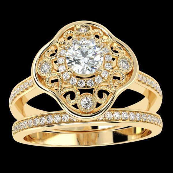 Two Layered Band Style Diamond Ring Made In 18 / 14 / 10 KT Gold Embellished With Certified Lab Diamonds For Wedding And Anniversary Gift