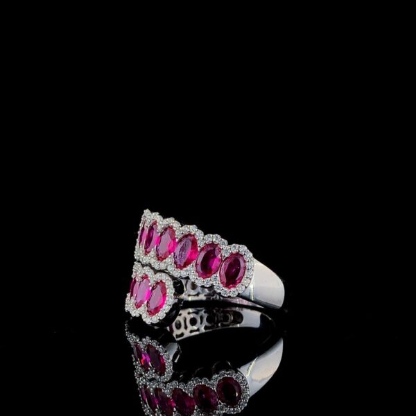 Cluster Oval Ruby Ring Made In 18 / 14 / 10 KT Gold Embellished With Shinny Moissanite Diamonds And Ruby For Birthday And Anniversary Gift