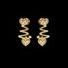 Heart Drop Gold Earring Made In 18 / 14 /10 KT Gold Embellished With Certified Lab Diamonds For Wedding And Anniversary Gift