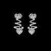 Heart Drop Gold Earring Made In 18 / 14 /10 KT Gold Embellished With Certified Lab Diamonds For Wedding And Anniversary Gift