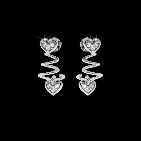 Heart Drop Gold Earring Made In 18 / 14 /10 KT Gold Embellished With Certified Lab Diamonds For Wedding And Anniversary Gift