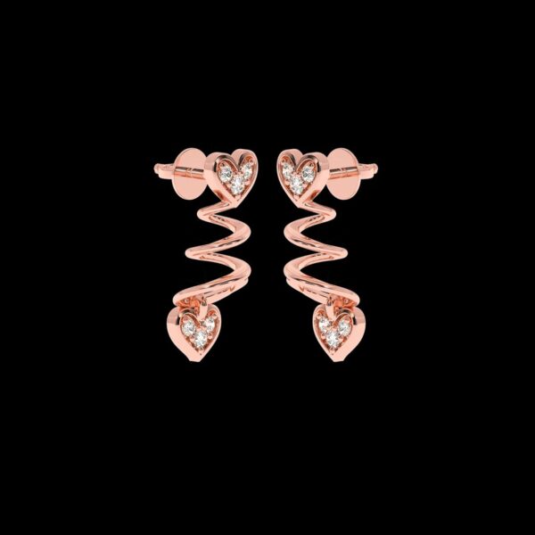 Heart Drop Gold Earring Made In 18 / 14 /10 KT Gold Embellished With Certified Lab Diamonds For Wedding And Anniversary Gift