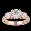 Three Stone Engagement Ring Made In 18 / 14 / 10 KT Gold Embellished With Certified Lab Diamonds For Anniversary And Wedding Gift For Her