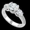 Three Stone Engagement Ring Made In 18 / 14 / 10 KT Gold Embellished With Certified Lab Diamonds For Anniversary And Wedding Gift For Her