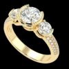 Three Stone Engagement Ring Made In 18 / 14 / 10 KT Gold Embellished With Certified Lab Diamonds For Anniversary And Wedding Gift For Her