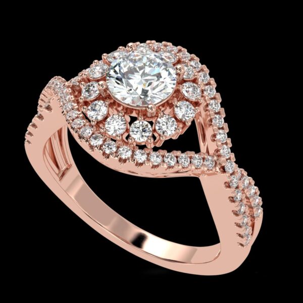 Twisted Style Diamond Ring Made In 18 / 14 / 10 KT Gold Embellished With Certified Lab Diamonds For Anniversary And Wedding Gift For Her