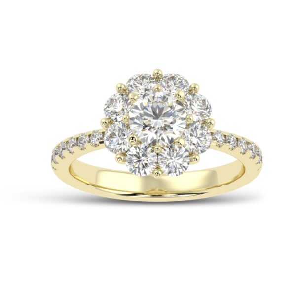 Flower Style Round Diamond Ring Made In 18 / 14 /10 KT Gold Embellished With Certified Lab Diamonds For Anniversary And Wedding Gift For Her
