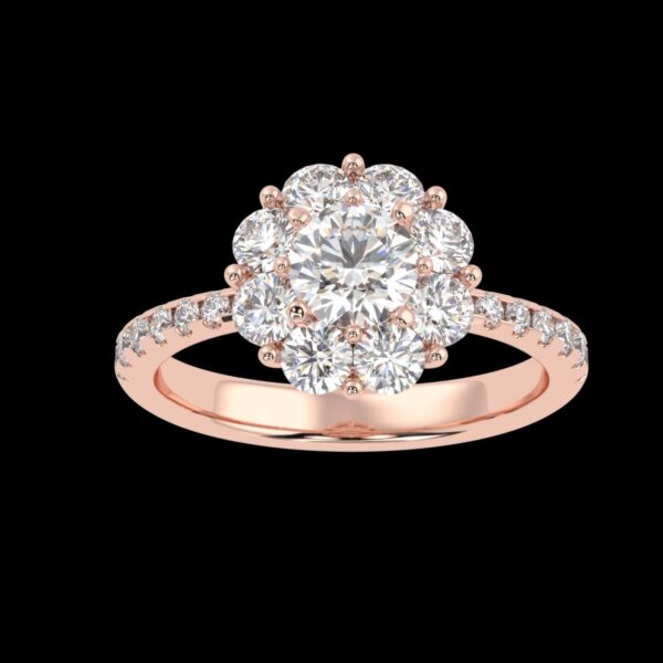 Flower Style Round Diamond Ring Made In 18 / 14 /10 KT Gold Embellished With Certified Lab Diamonds For Anniversary And Wedding Gift For Her