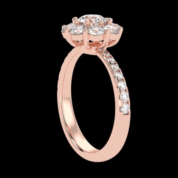 Flower Style Round Diamond Ring Made In 18 / 14 /10 KT Gold Embellished With Certified Lab Diamonds For Anniversary And Wedding Gift For Her