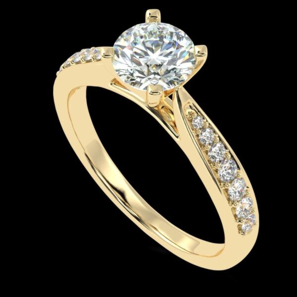 Solitaire Round Diamond Wedding Ring Made In 18 / 14 / 10 KT Gold Embellished With Certified Lab Diamonds For Wedding And Anniversary Gift