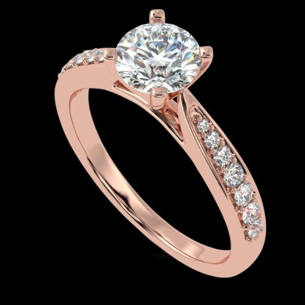Solitaire Round Diamond Wedding Ring Made In 18 / 14 / 10 KT Gold Embellished With Certified Lab Diamonds For Wedding And Anniversary Gift
