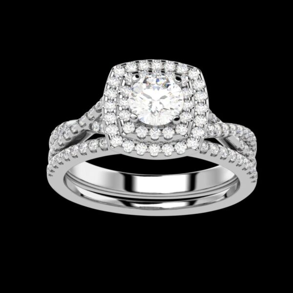 Solitaire Halo Band Ring Made In 18 / 14 / 10 KT Gold Embellished With Certified Lab Diamonds For Wedding And Anniversary Gift For Her