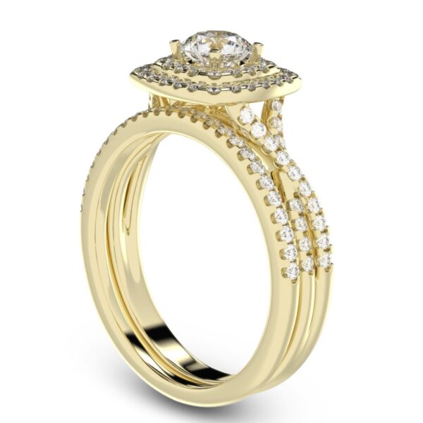 Solitaire Halo Band Ring Made In 18 / 14 / 10 KT Gold Embellished With Certified Lab Diamonds For Wedding And Anniversary Gift For Her